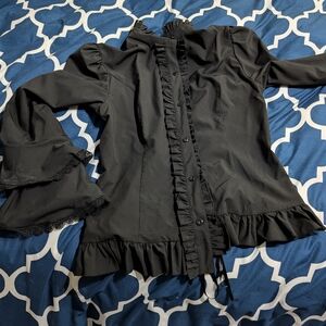 Elegant Black Ruffled Women's Jacket